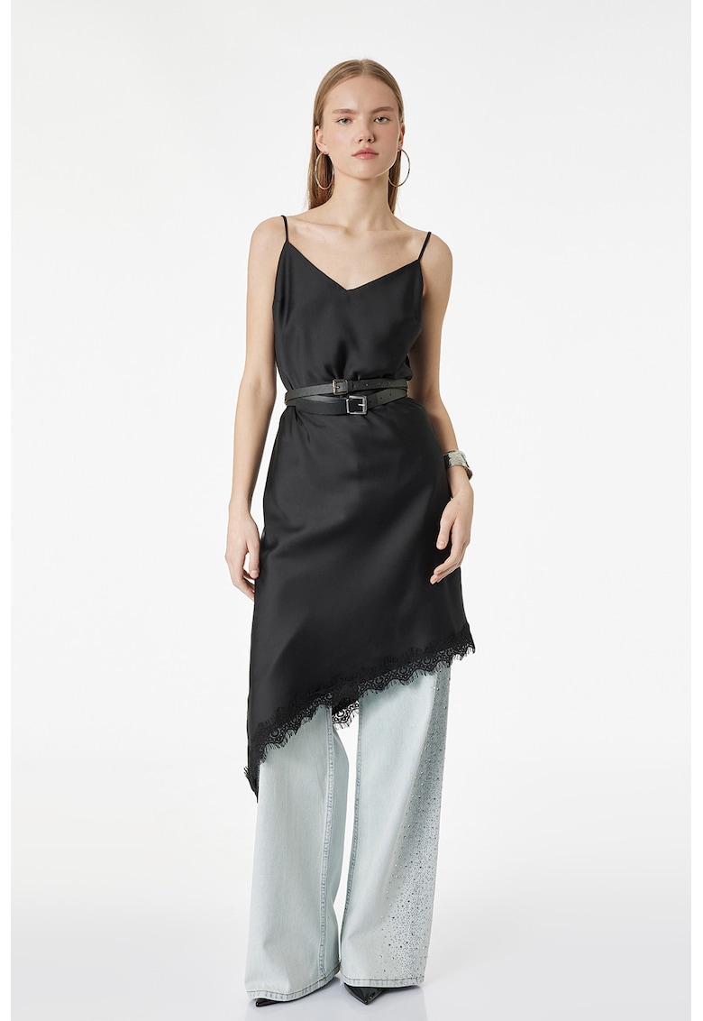 Blugi cu croiala ampla si strasuri - Albastru glaciar