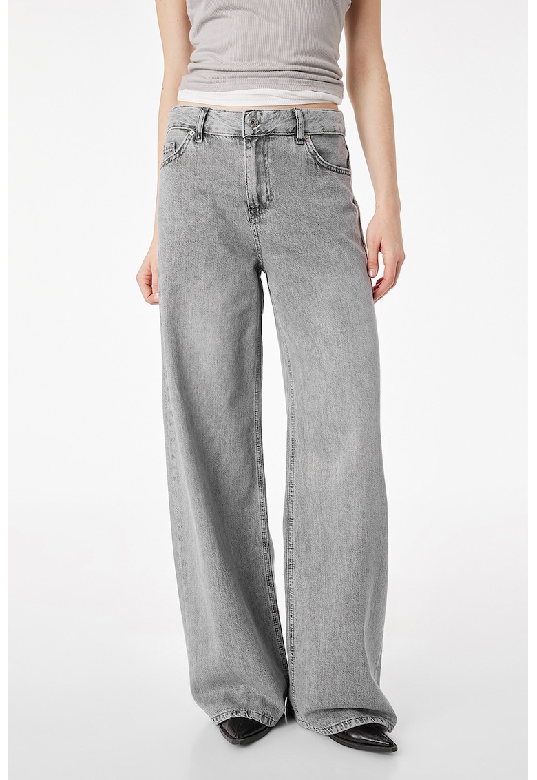 Blugi lejeri cu talie inalta - Gri melange