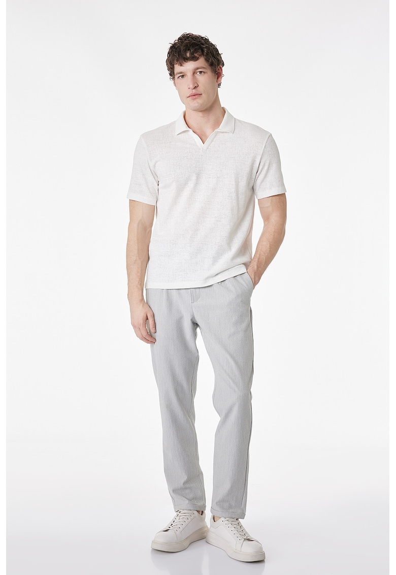 Tricou regular fit cu guler polo - Alb