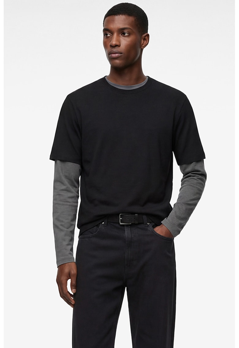 Tricou uni cu decolteu la baza gatului - Negru