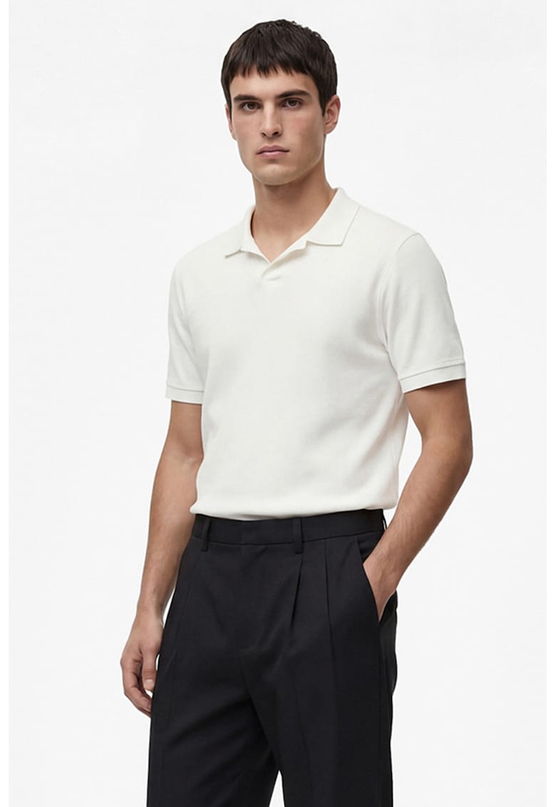 Tricou polo regular fit - texturat - Alb