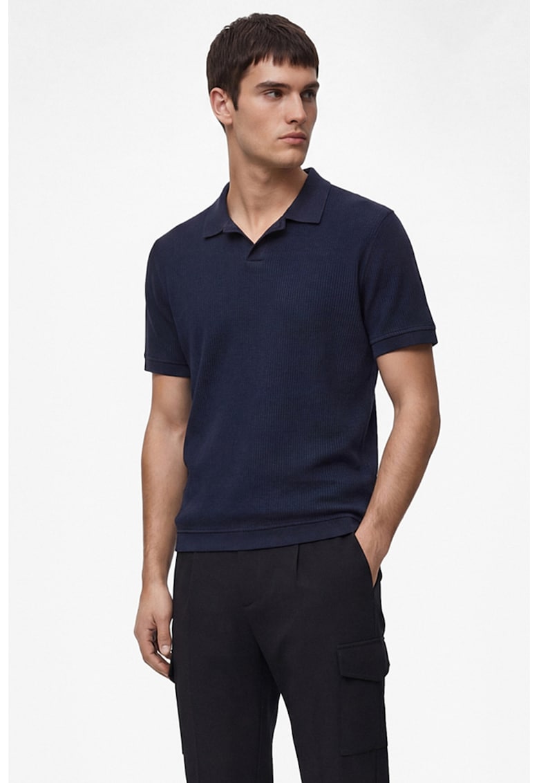 Tricou polo regular fit - texturat - Bleumarin
