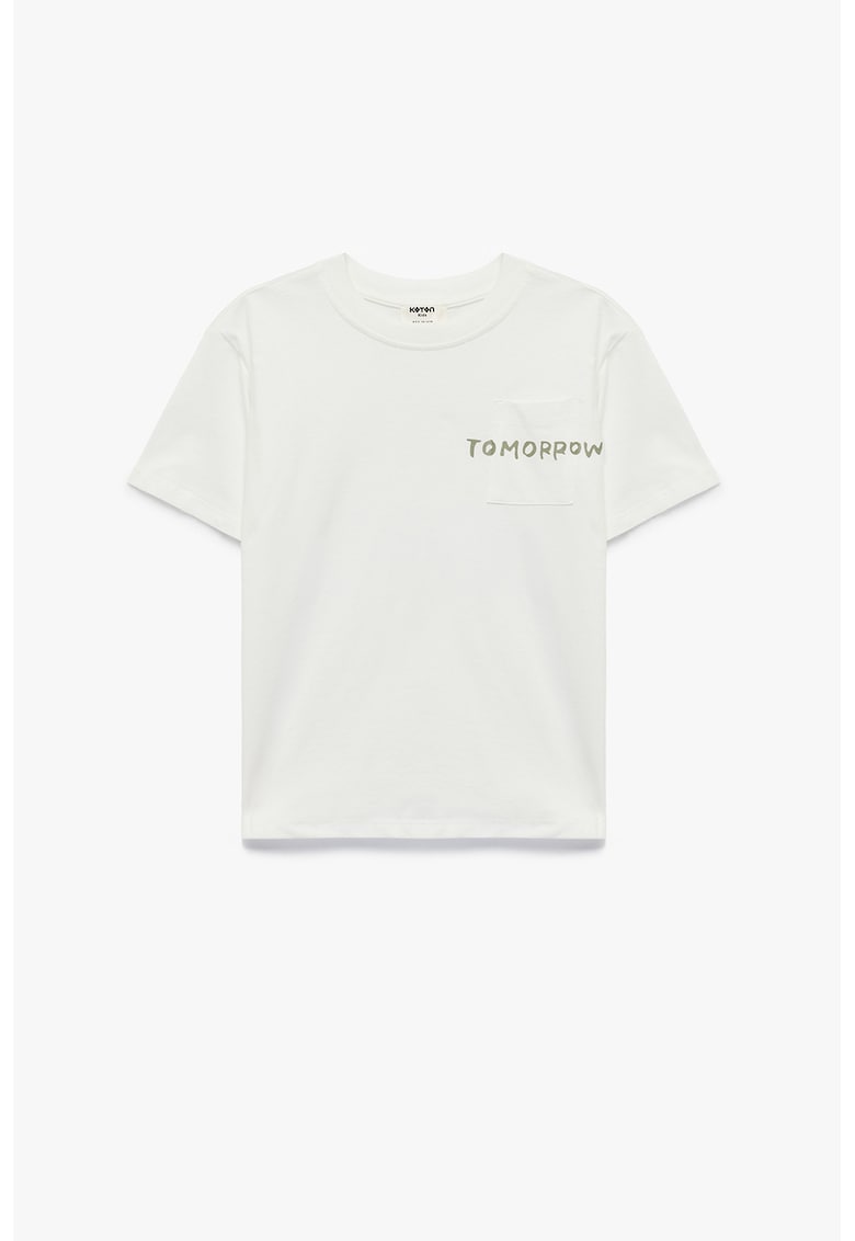 Tricou supradimensionat cu imprimeu text - Alb