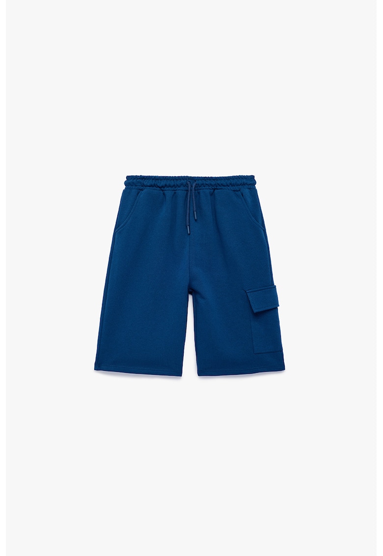 Pantaloni scurti din amestec de bumbac cu buzunar cu clapa - Albastru royal