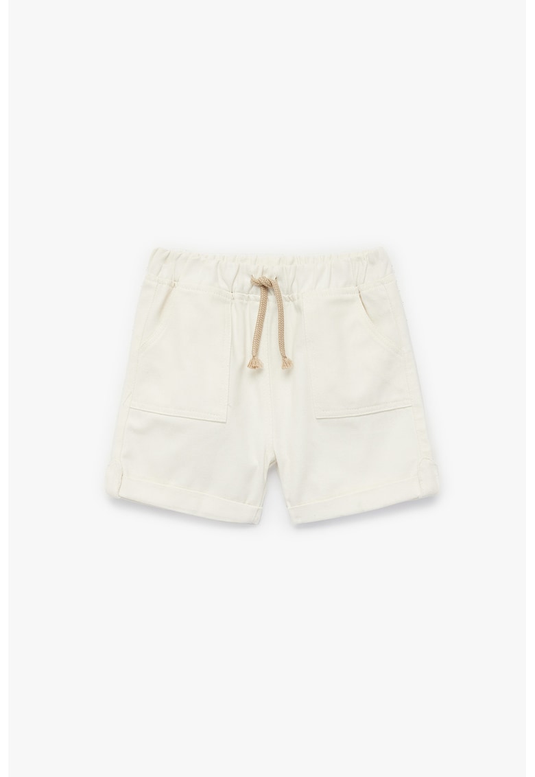 Pantaloni scurti de bumbac cu buzunare frontale - Alb