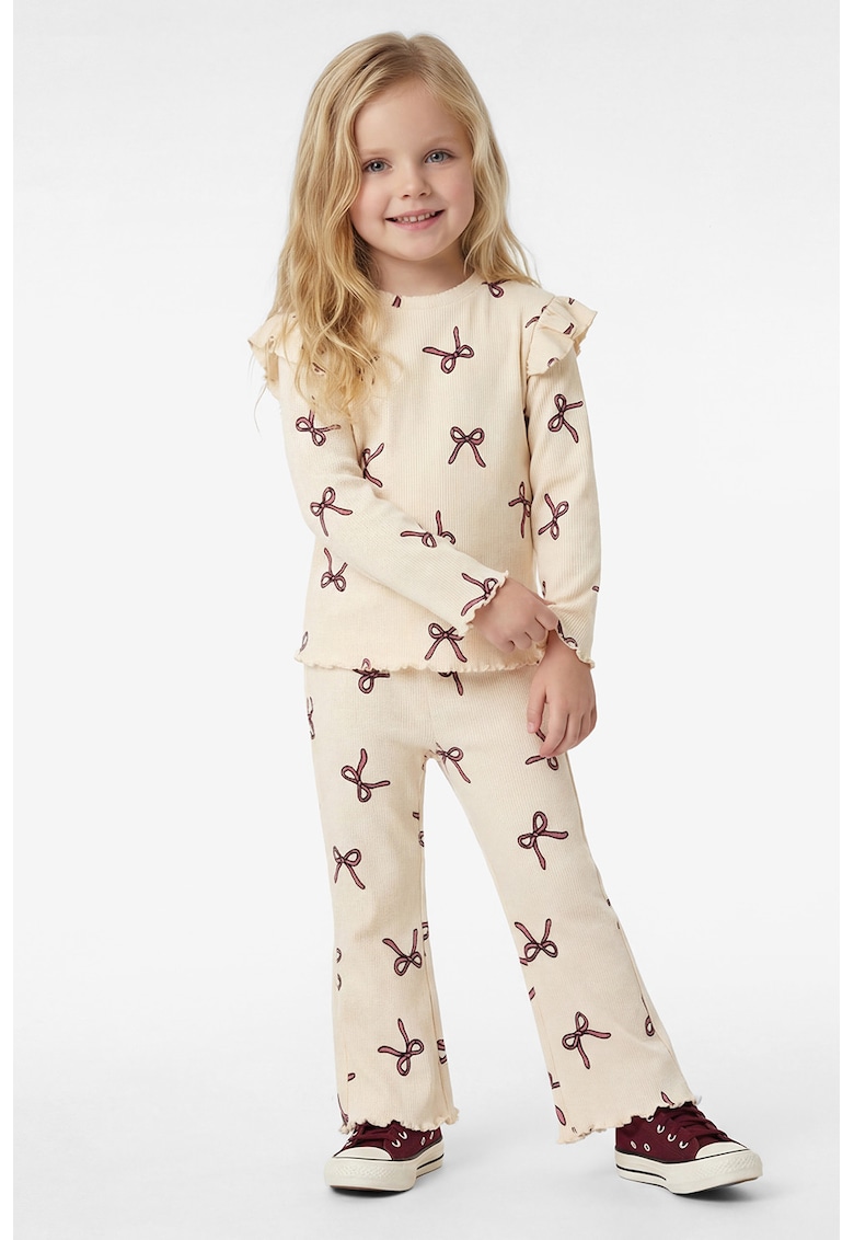Set de bluza de trening cu imprimeu si pantaloni - 2 piese - Bej deschis