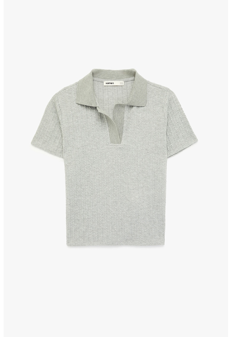 Tricou polo slim fit - Gri deschis melange