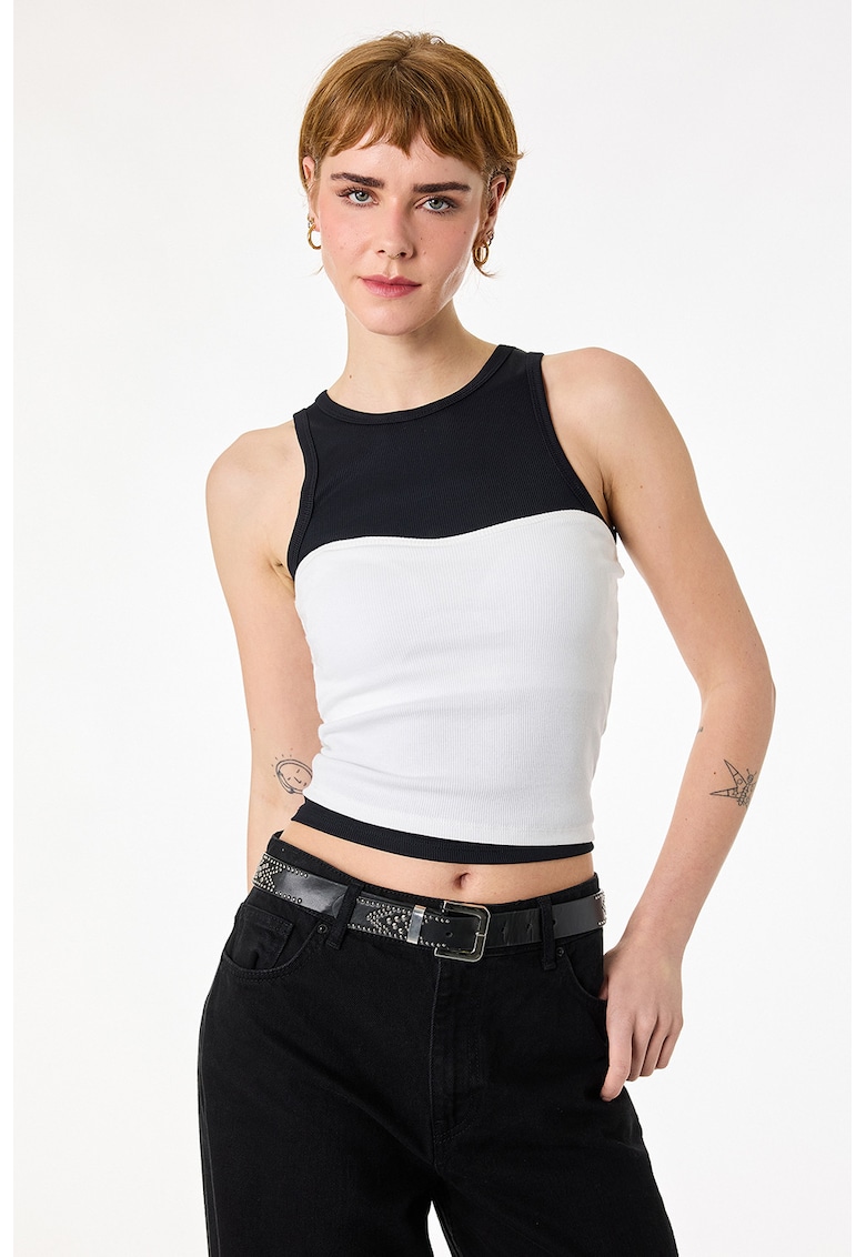 Top bandeau din amestec de bumbac - Alb