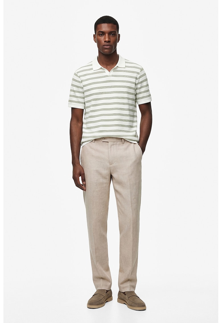 Tricou polo in dungi - Alb/Verde