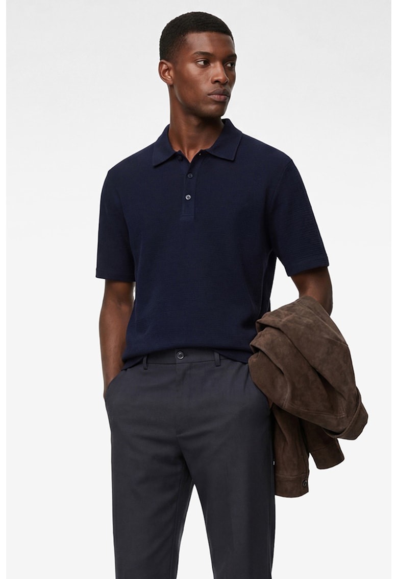 Tricou polo texturat - Albastru ultramarin