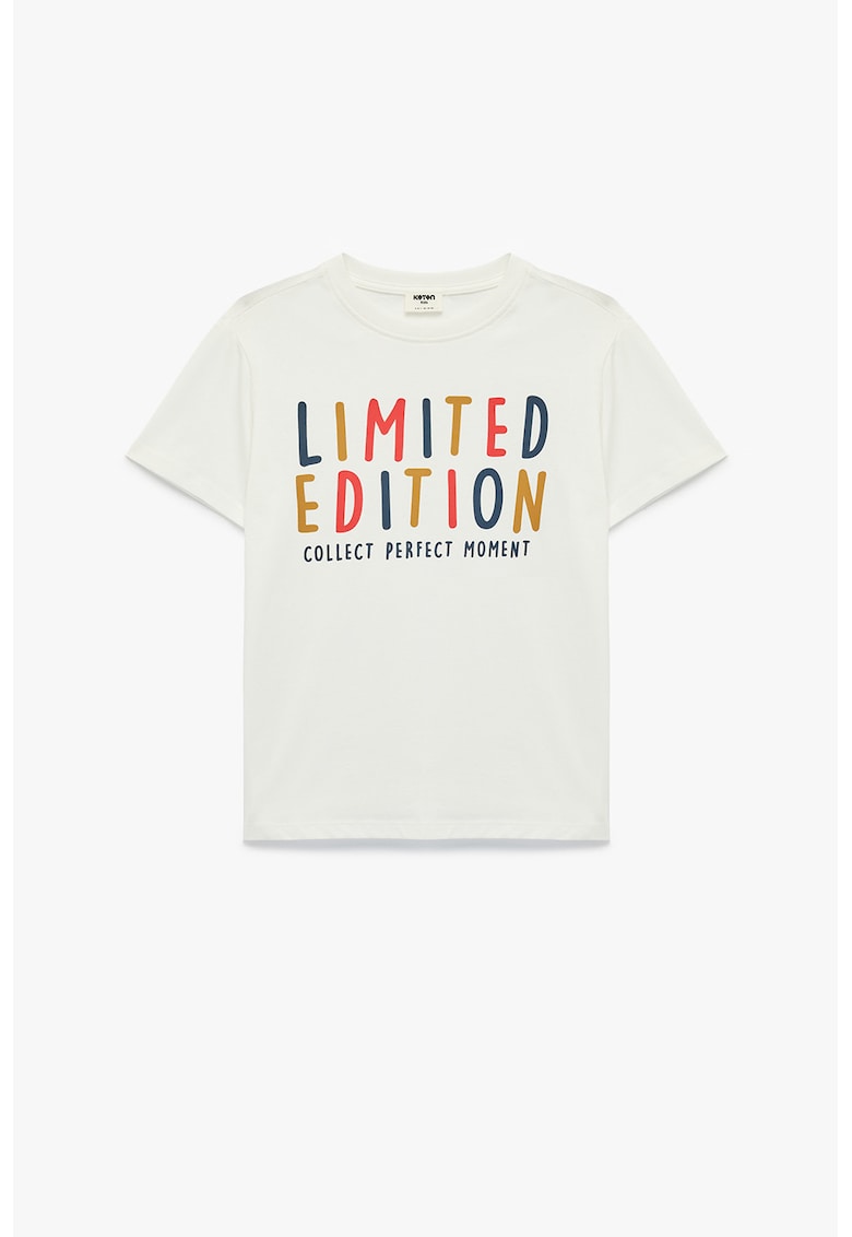 Tricou regular fit cu imprimeu text - Alb