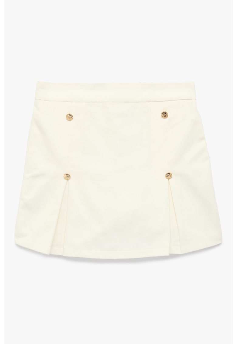 Fusta-pantalon scurta cu nasturi tip bijuterie - Crem