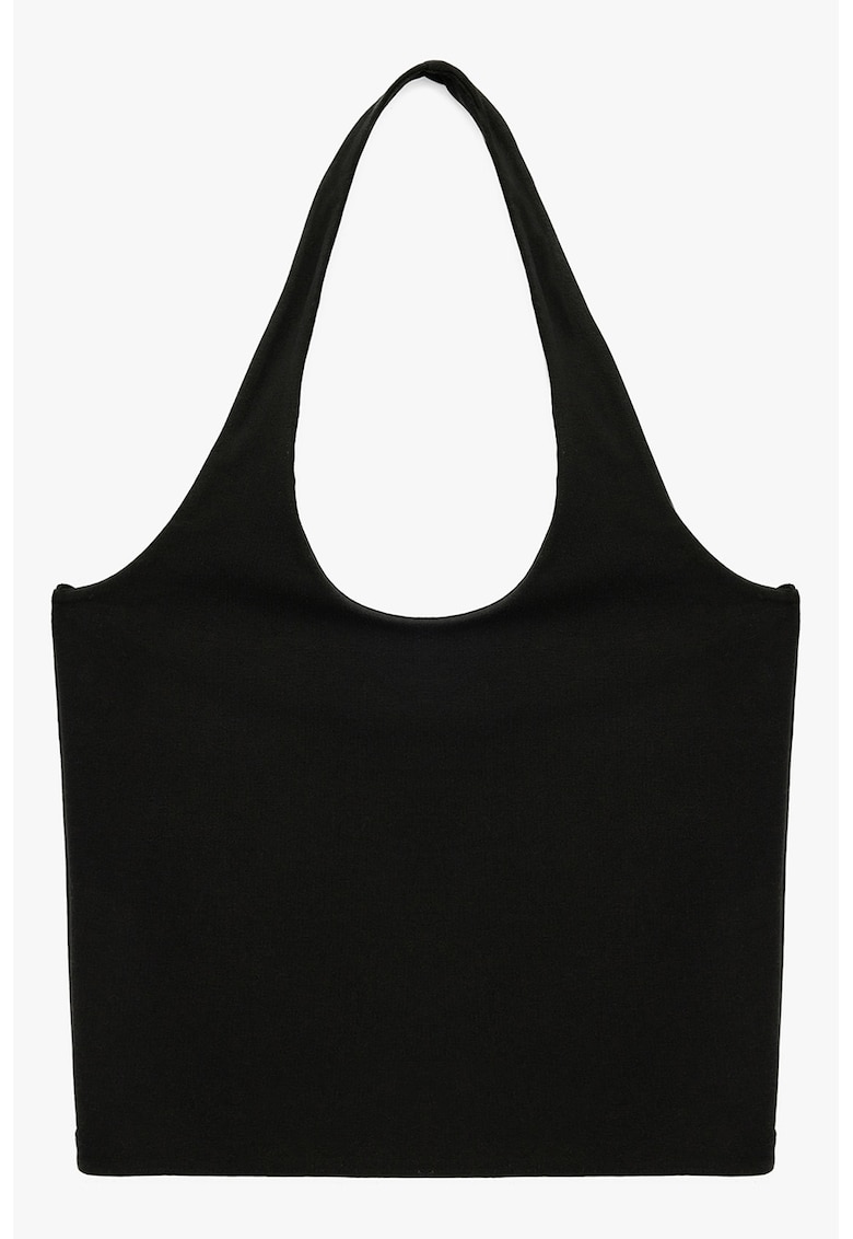 Top crop cu croiala slim-fit - Negru
