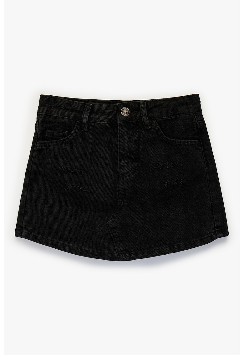 Fusta-pantalon din denim cu buzunare - Negru
