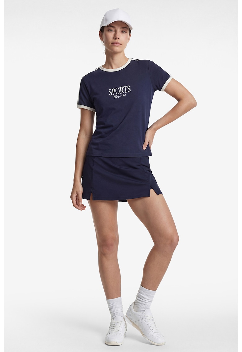 Fusta sport slim-fit cu colanti pe dedesubt - Bleumarin