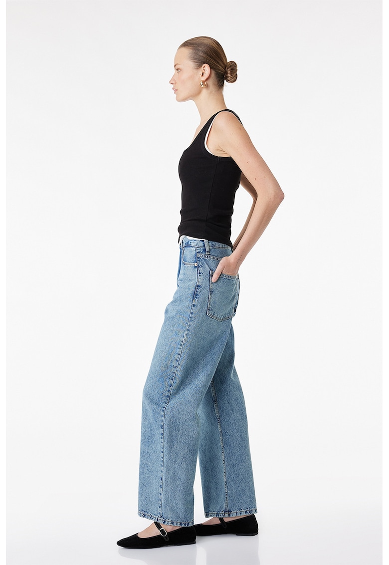 Blugi relaxed-fit cu croiala dreapta - Albastru prafuit