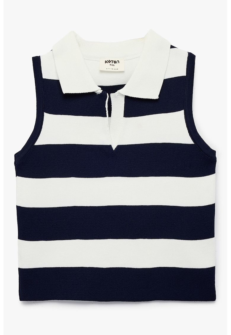 Top din tricot cu model - Negru/Alb murdar