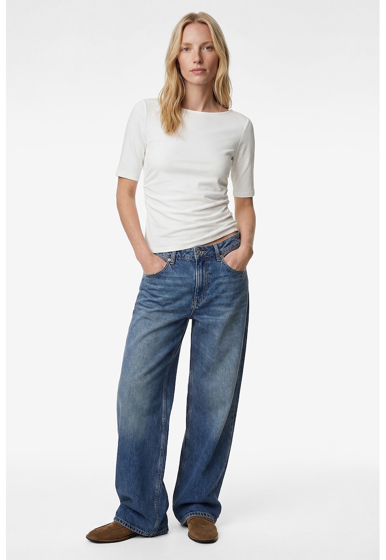 Tricou crop slim fit - Alb
