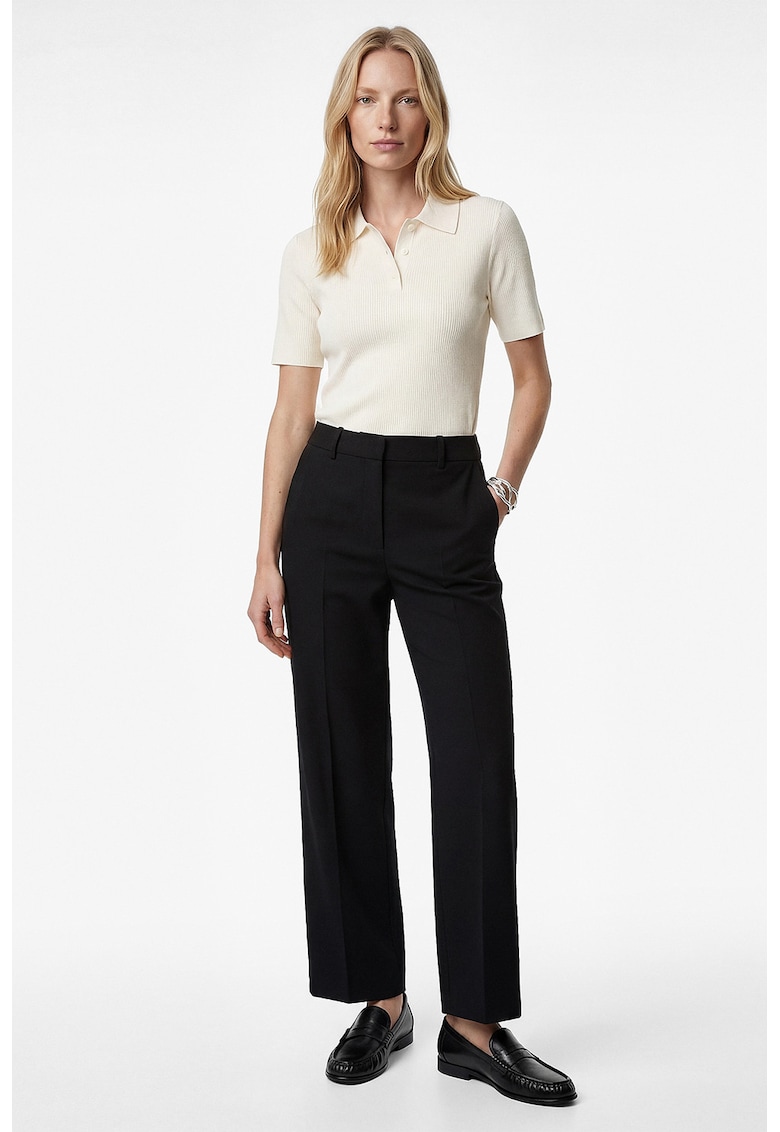 Pantaloni drepti cu talie inalta - Negru