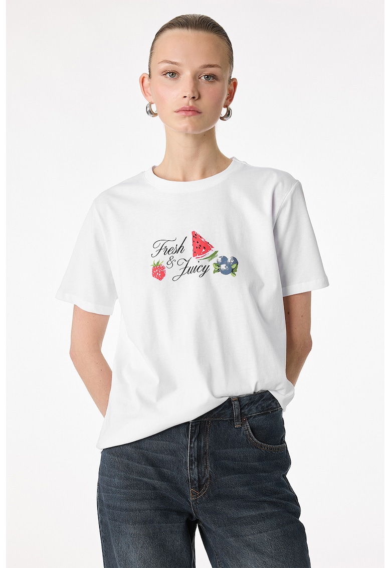 Tricou din bumbac cu imprimeu - Alb