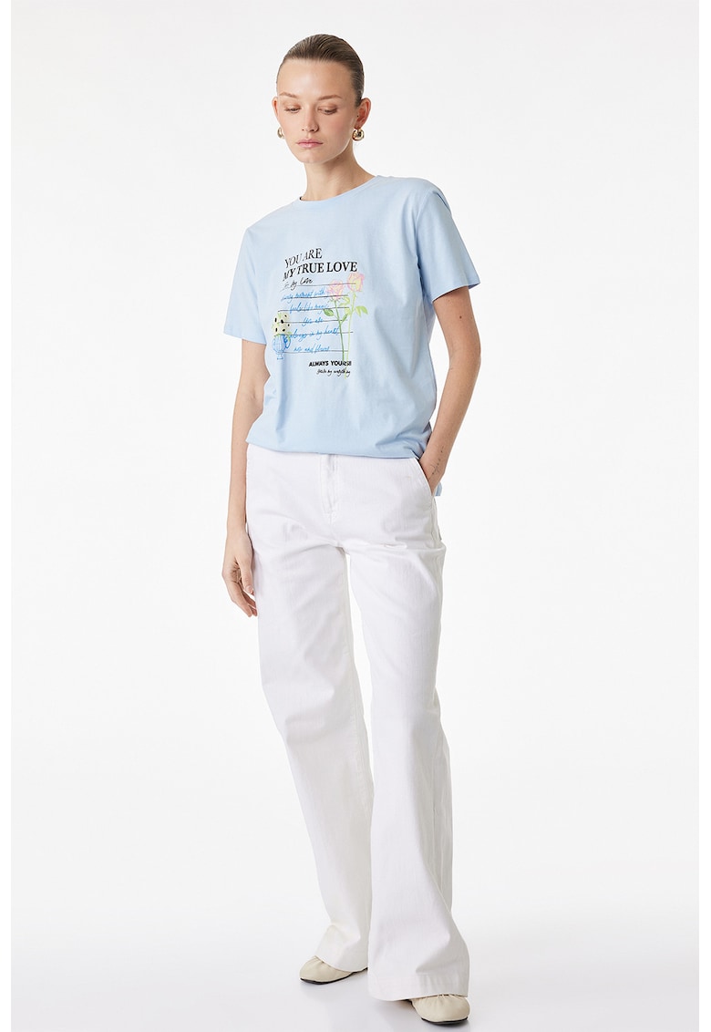Tricou din bumbac cu imprimeu - Albastru glaciar