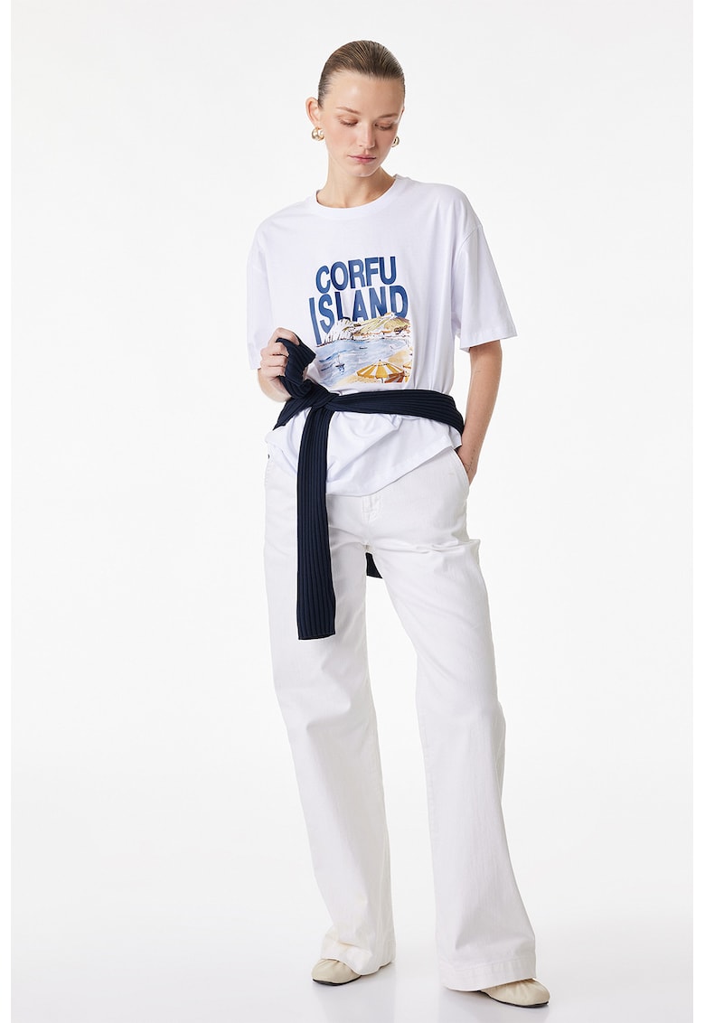 Tricou din bumbac cu imprimeu - Alb