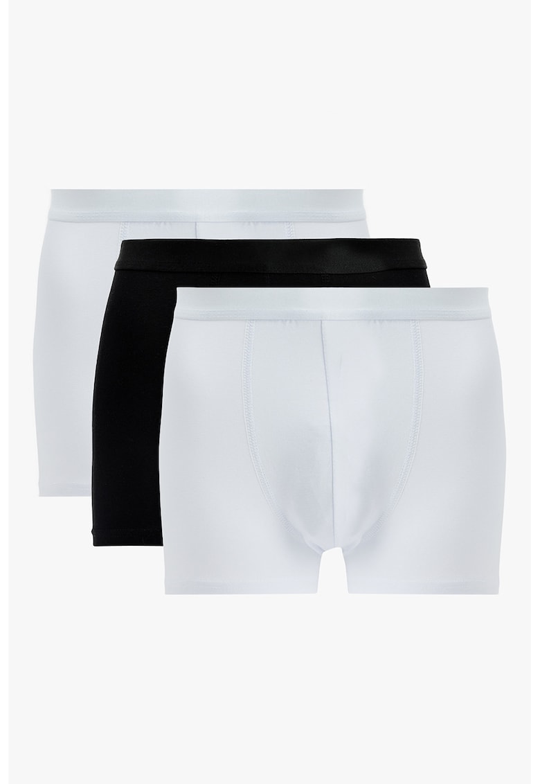 Set de boxeri cu model uni - 3 perechi - Alb/Negru