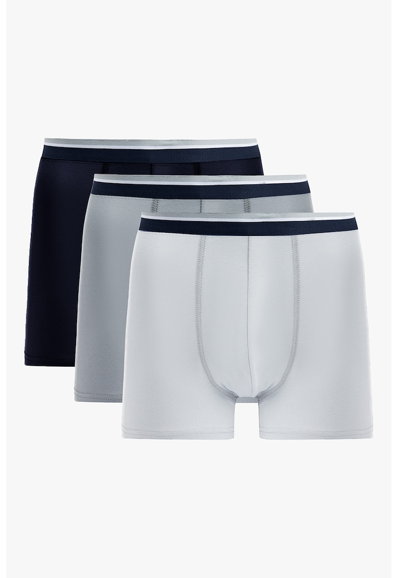 Set de boxeri cu talie medie - 3 perechi - Alb/Negru/Gri