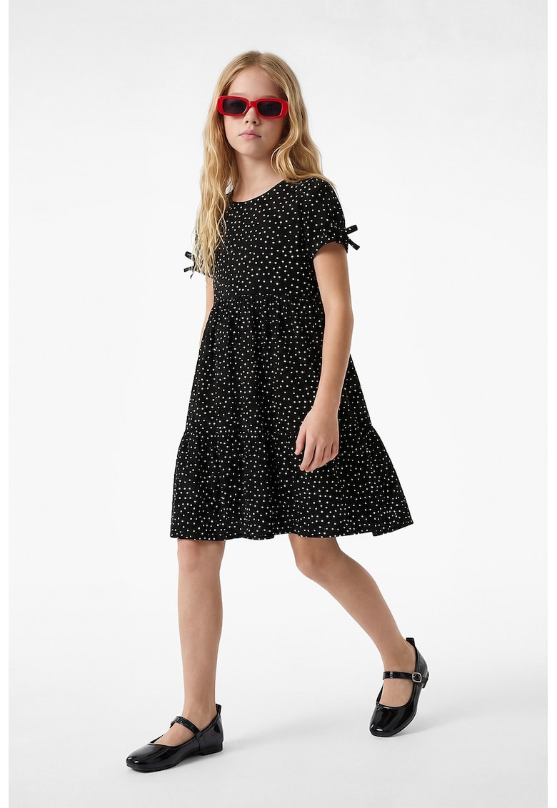 Rochie evazata cu model buline - Alb/Negru