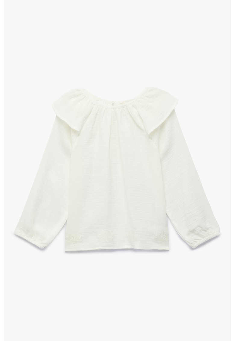 Bluza din bumbac cu volane - Alb murdar