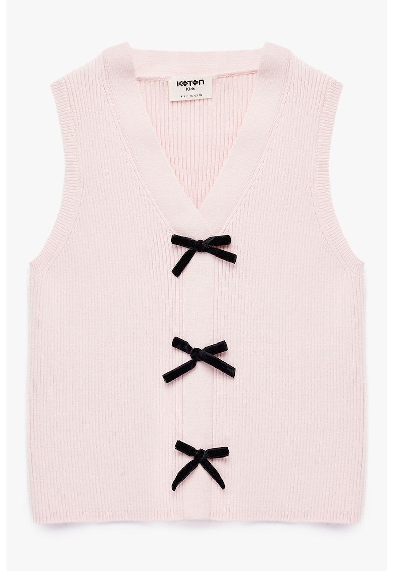 Top tricotat cu aplicatii funda - Roz deschis