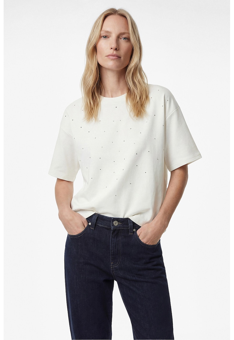 Tricou lejer cu model uni - Alb murdar