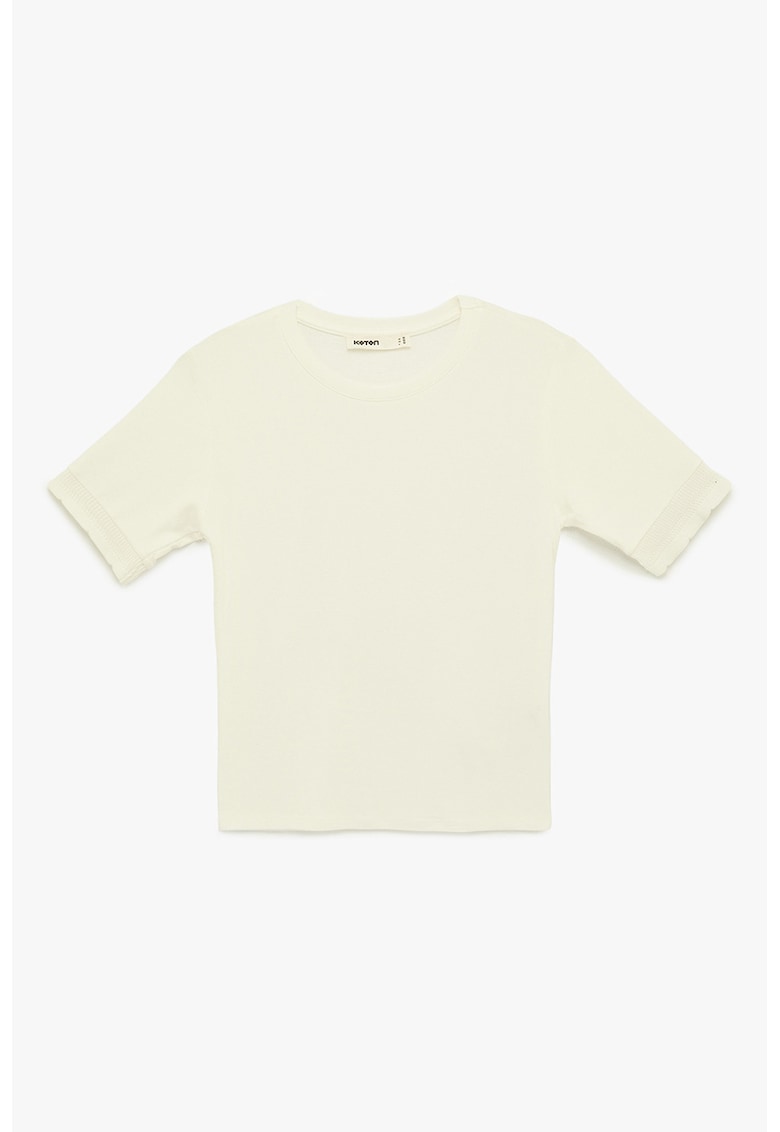 Tricou slim-fit cu model uni - Crem