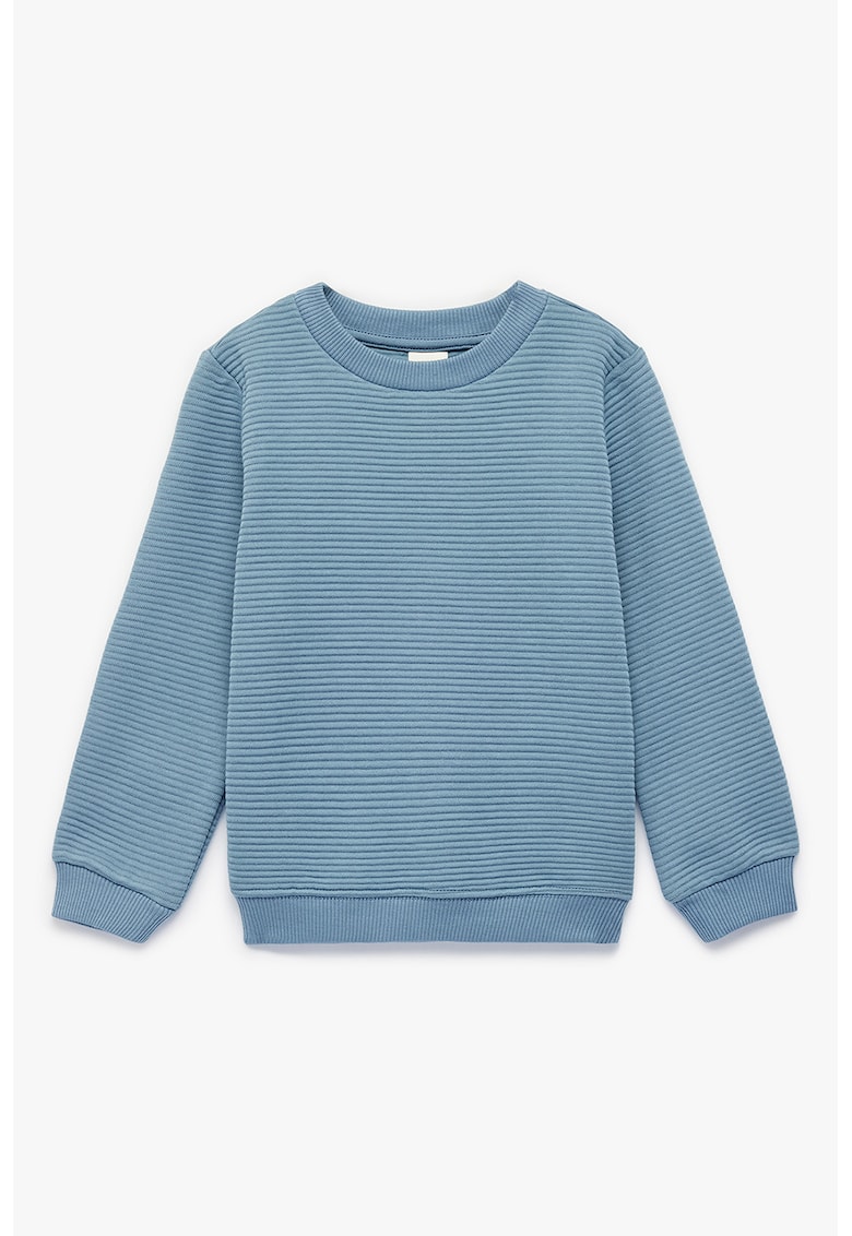 Bluza de trening cu striatii si model uni - Albastru pastel