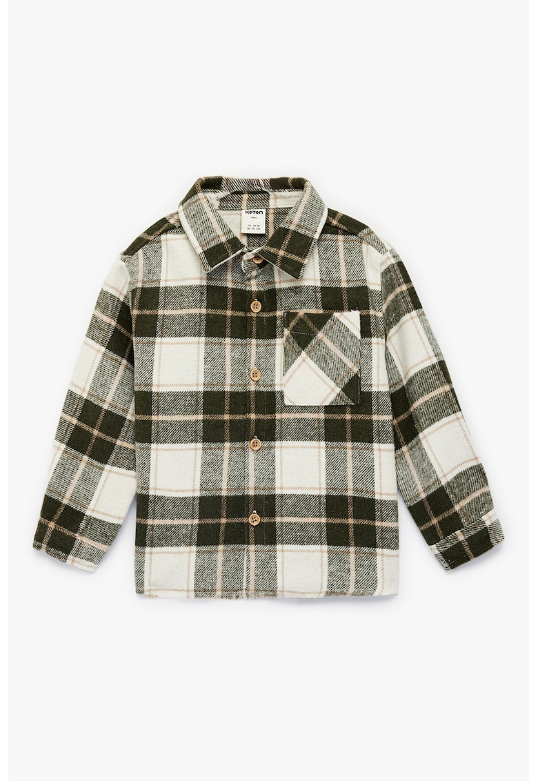 Camasa din flanel si model in carouri - Negru/Alb murdar