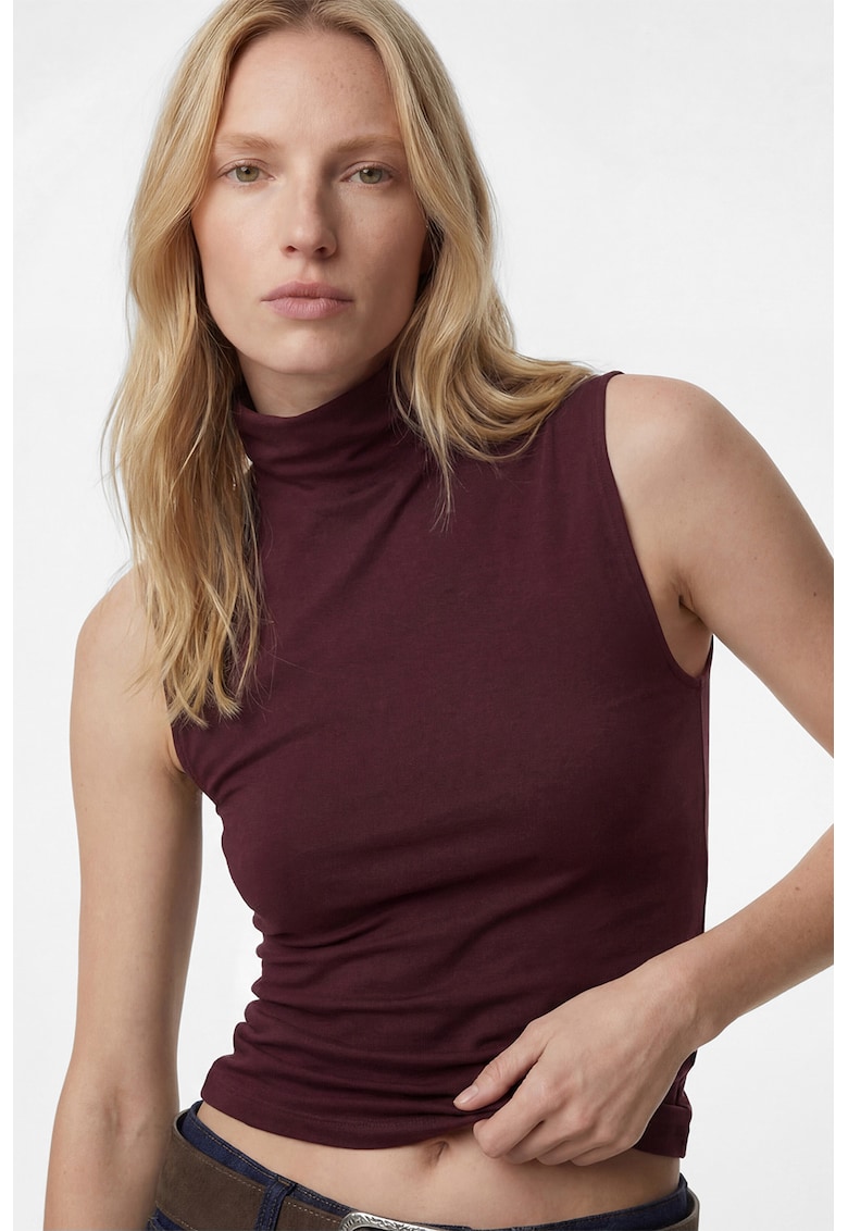 Bluza cu croiala slim-fit - fara maneci - Visiniu