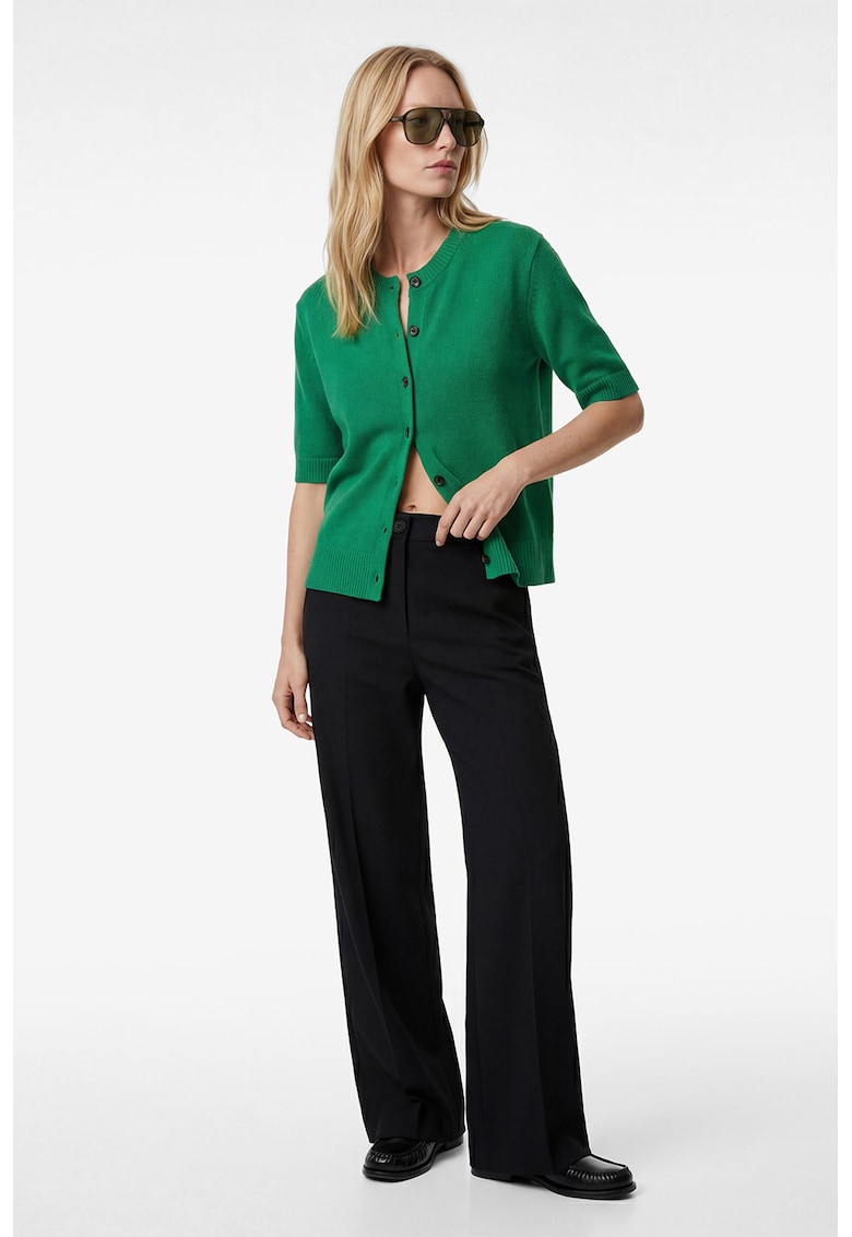 Pantaloni drepti cu buzunare cu refilet pe partea din spate - Negru
