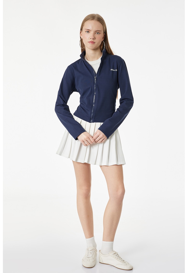 Bluza de trening cu croiala slim-fit si fermoar - Bleumarin