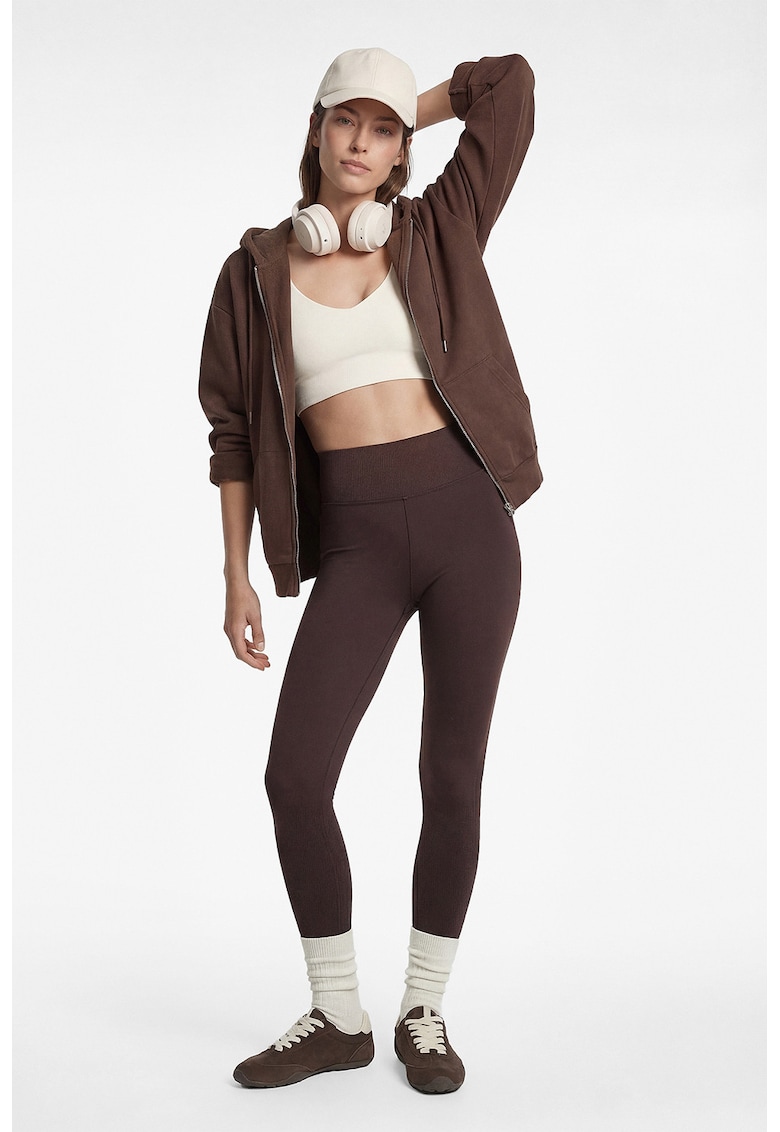 Colanti slim-fit cu talie inalta - Maro pamantiu