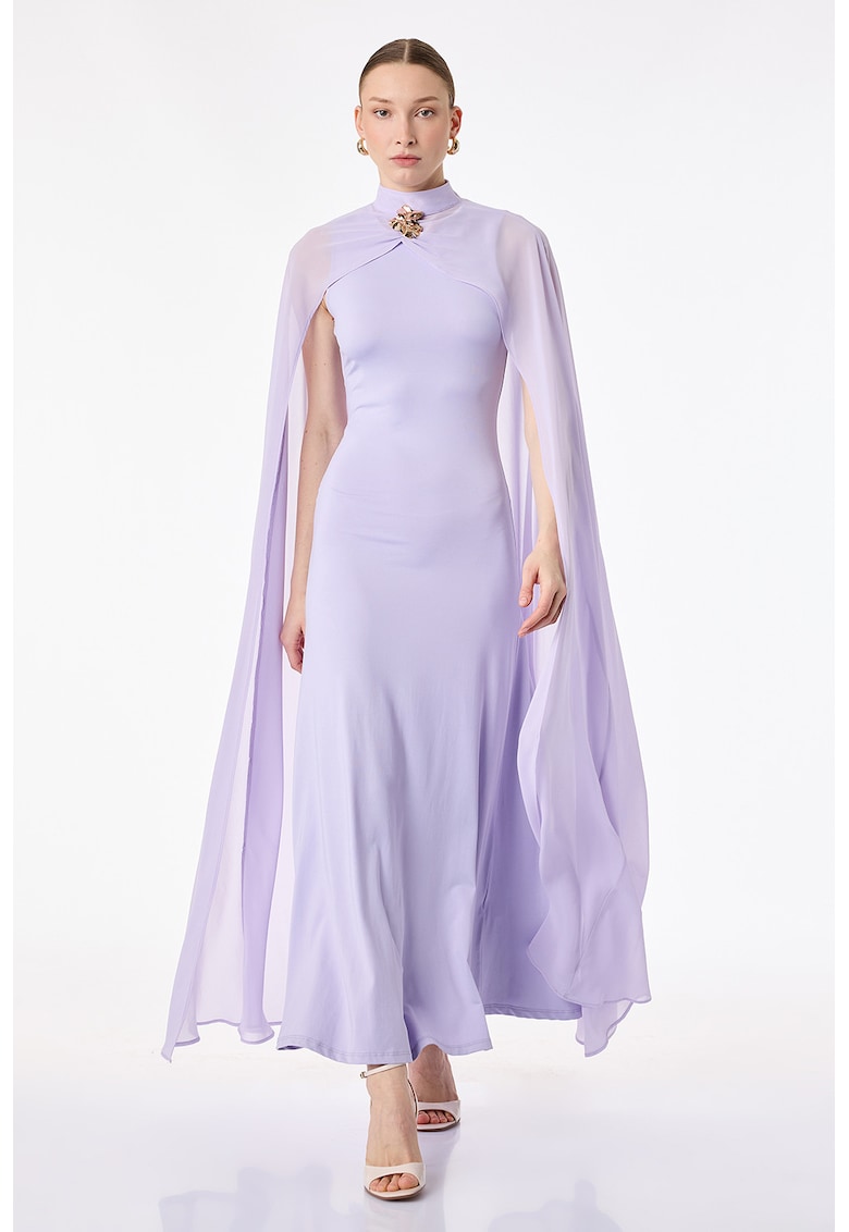 Rochie cu capa si brosa - Lila