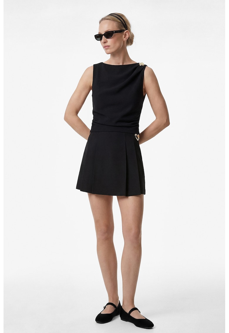 Top crop cu aplicatii metalice - Negru