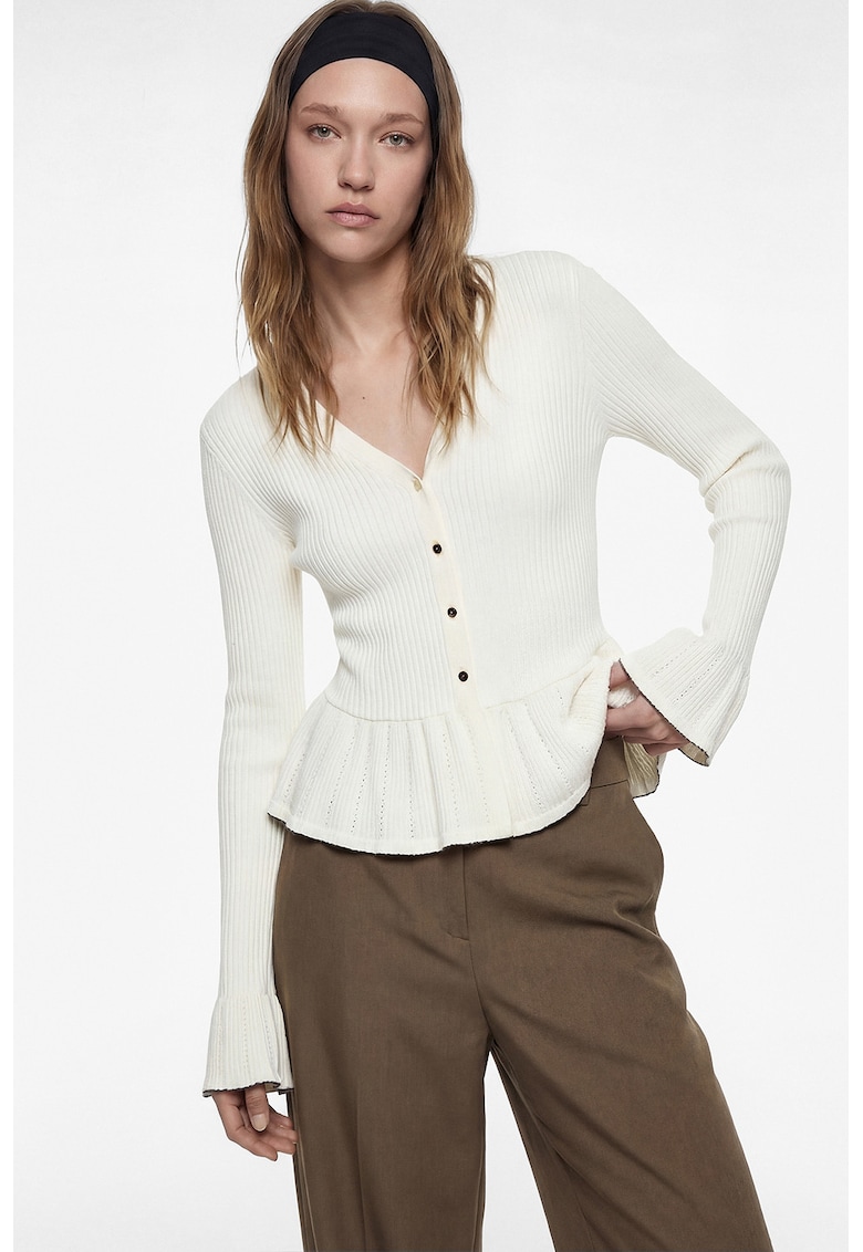 Cardigan regular fit de bumbac - Crem