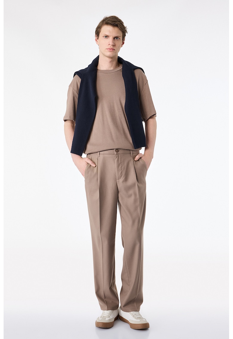 Pantaloni Chino cu talie medie - Maro taupe