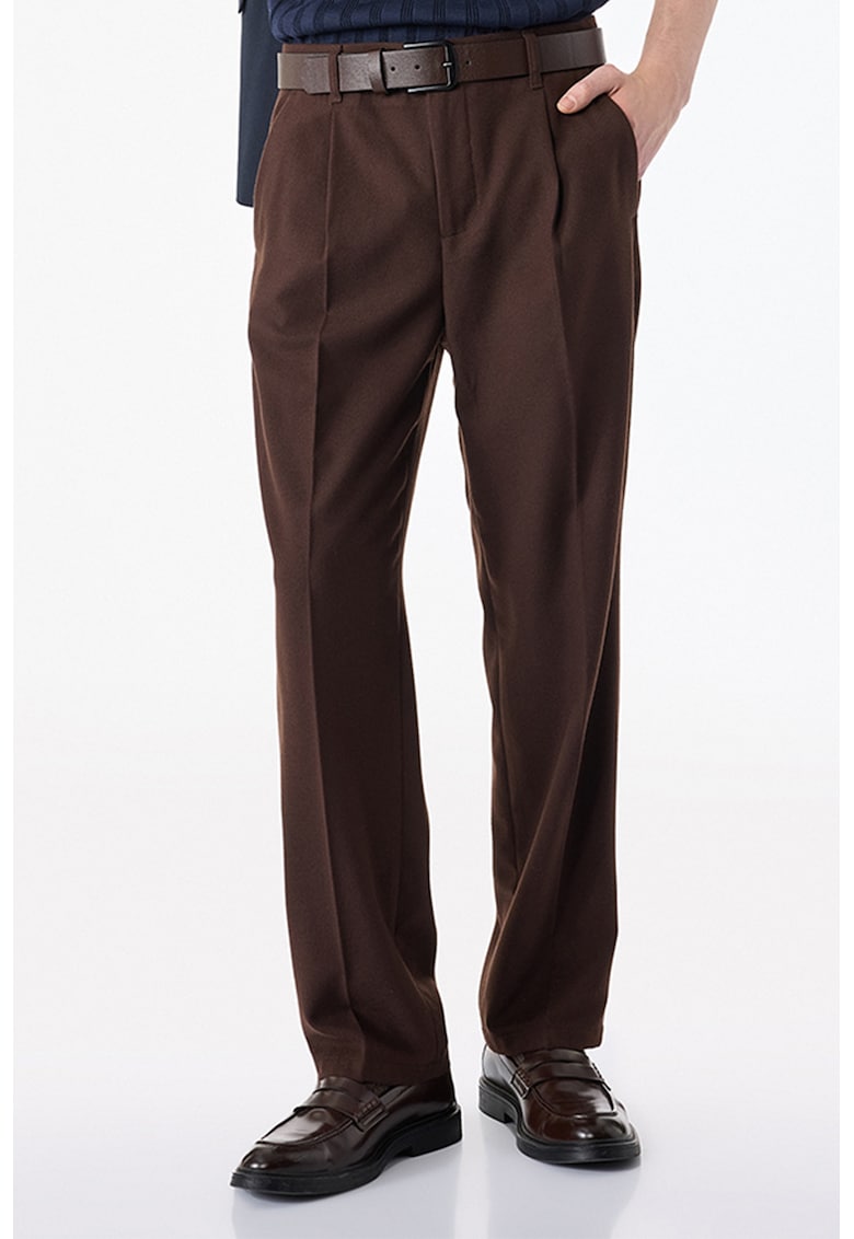 Pantaloni Chino cu talie medie - Maro inchis