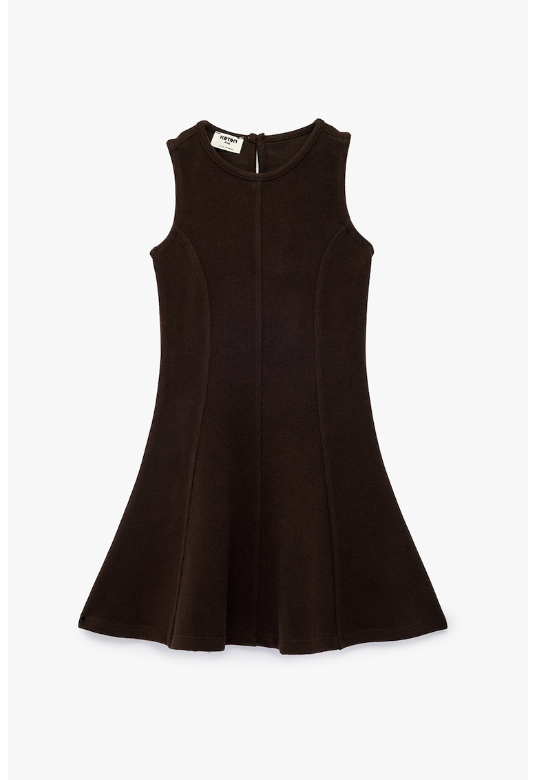 Rochie fara maneci cu pliuri - Maro inchis