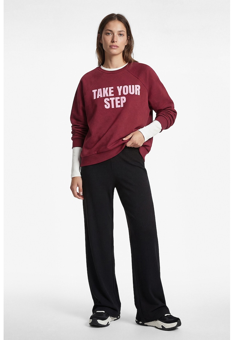 Bluza de trening relaxed fit cu maneci raglan - Rosu/Roz pastel