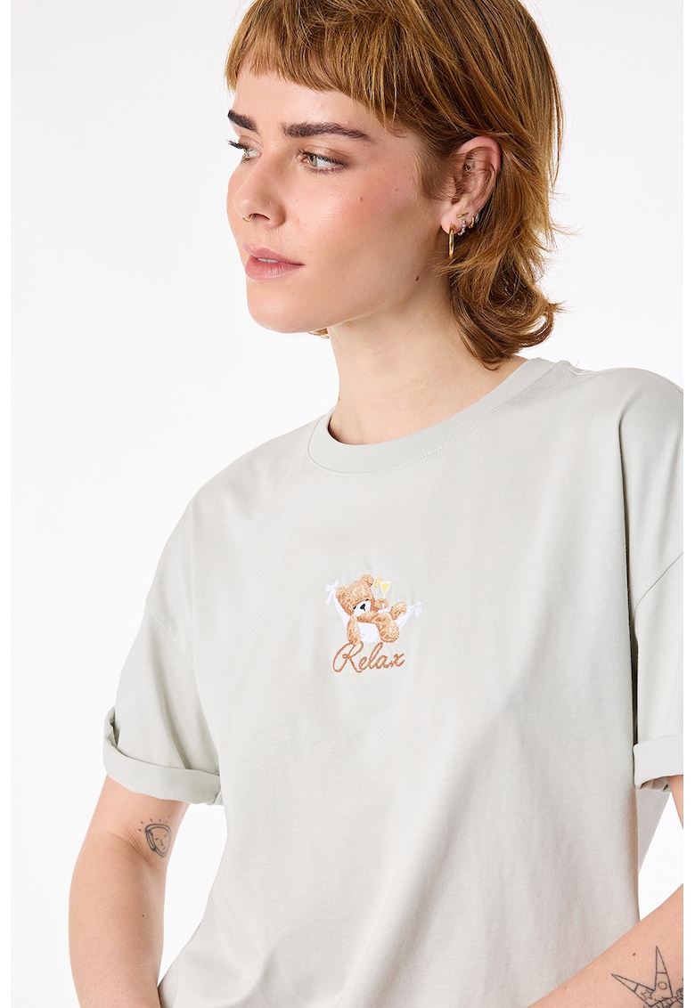 Tricou cu maneci caazute - Gri deschis