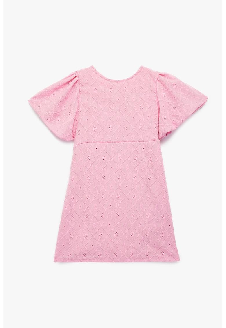 Rochie scurta cu maneci bufante - Roz pastel