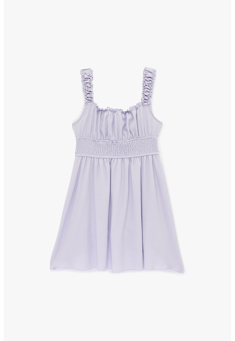Rochie cu decolteu patrat si insertie elastica in talie - Lila