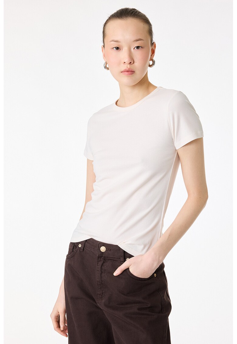 Tricou slim fit uni - Alb murdar